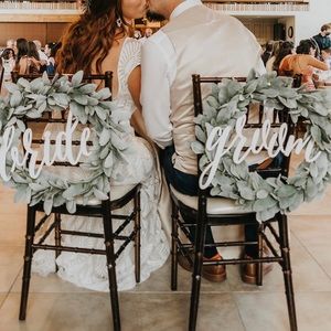 Bride and Groom Chair Wreaths